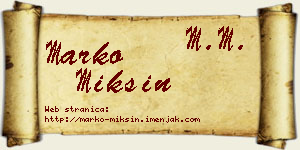 Marko Mikšin vizit kartica